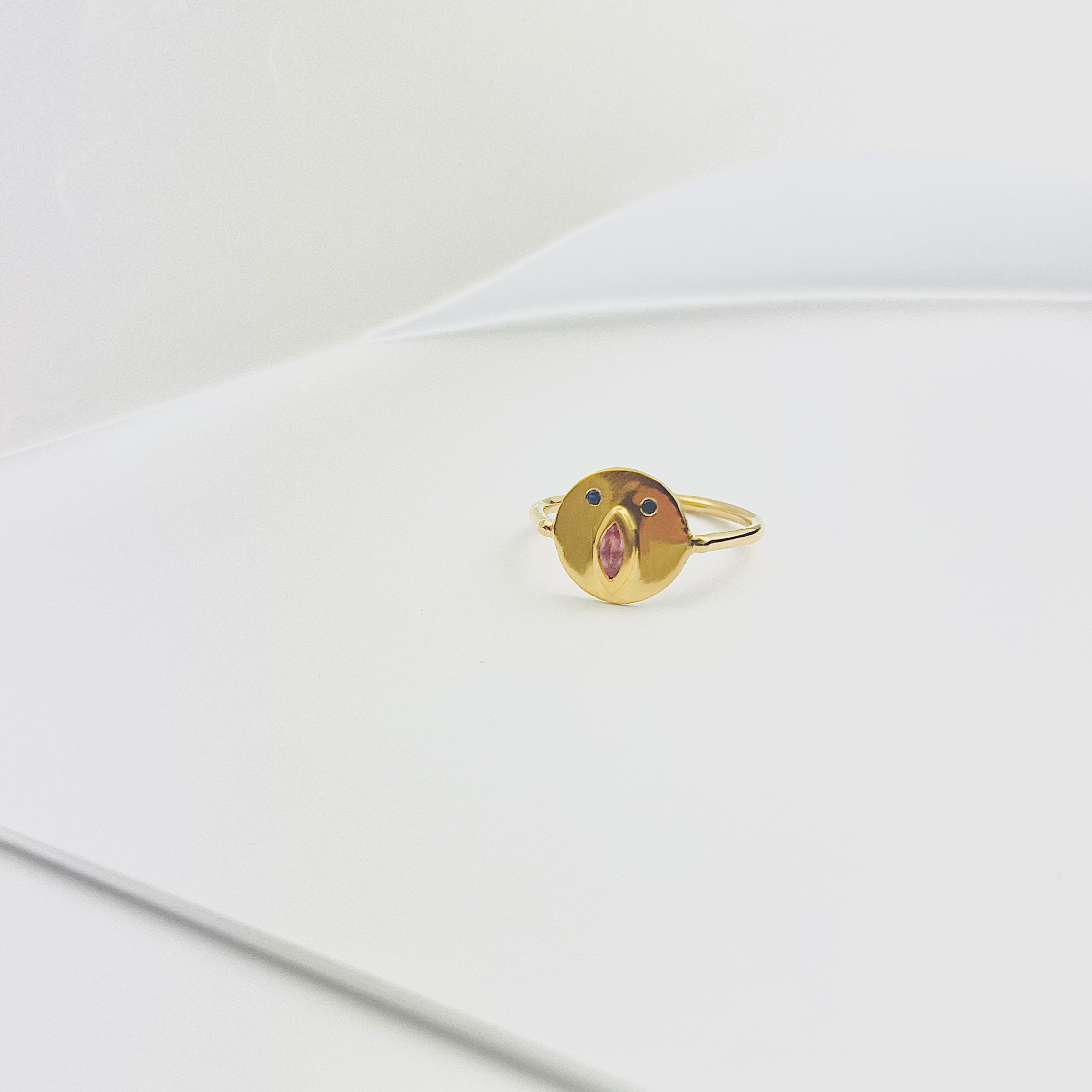 Mini Bague Tronche Louise - Vermeil & Saphir Rose