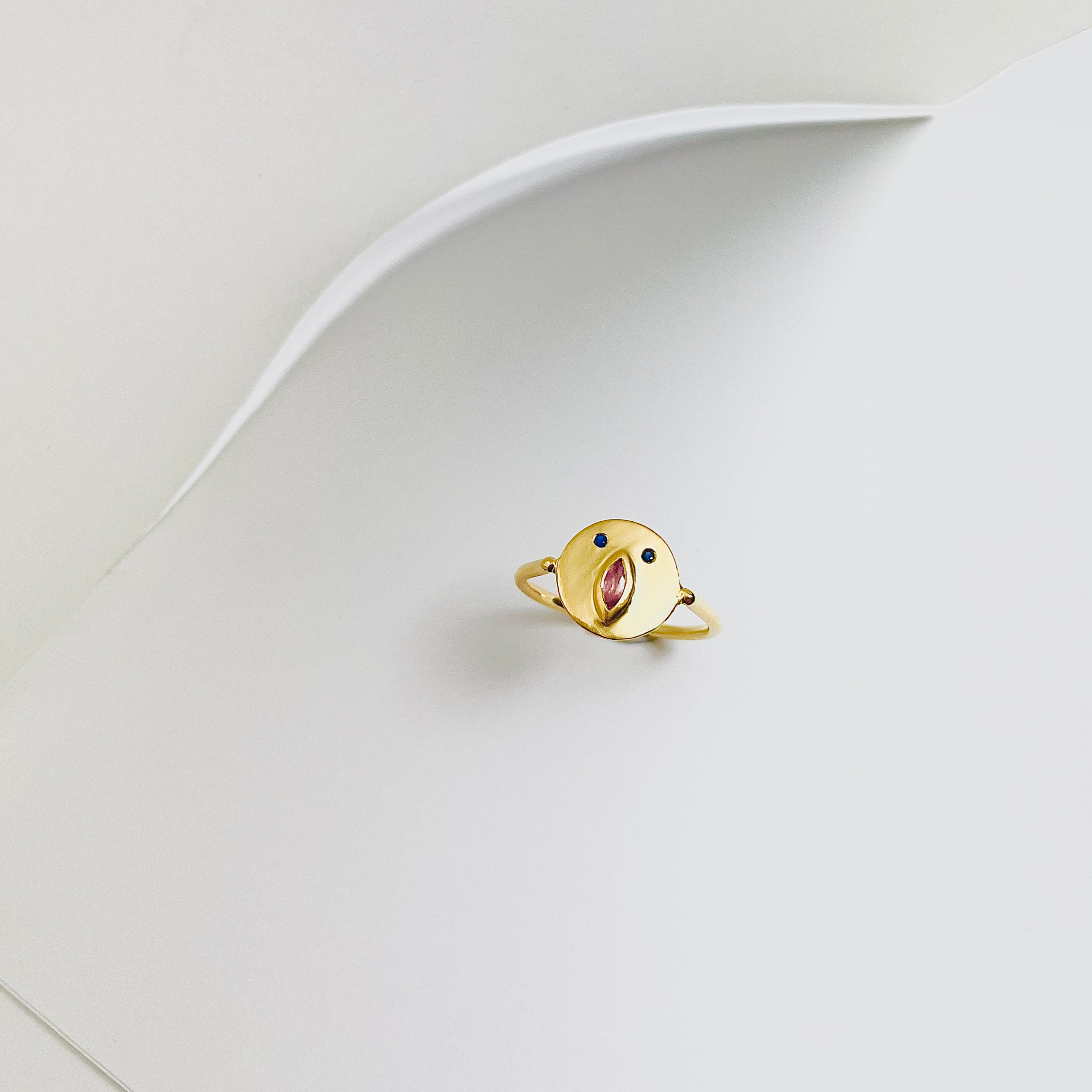 Mini Bague Tronche Louise - Vermeil & Saphir Rose