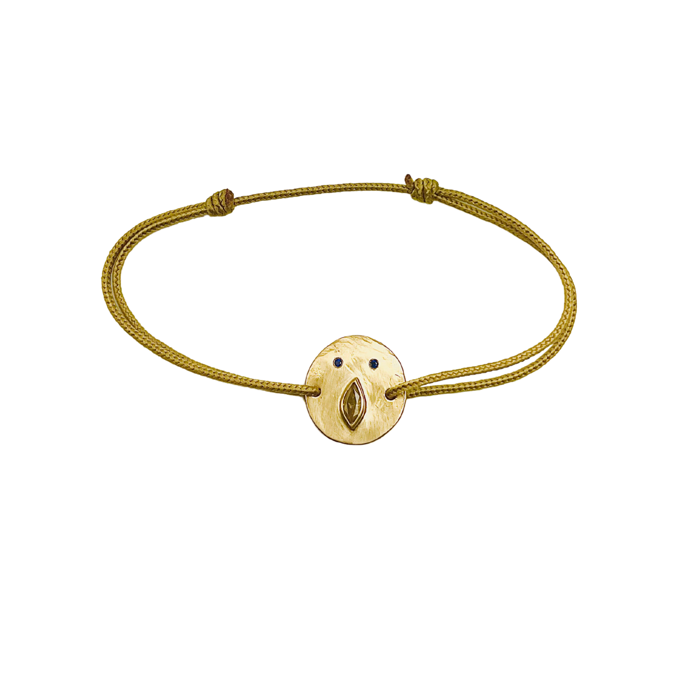 Bracelet Cordon Tronche Louise - Vermeil et Saphir Jaune Miel