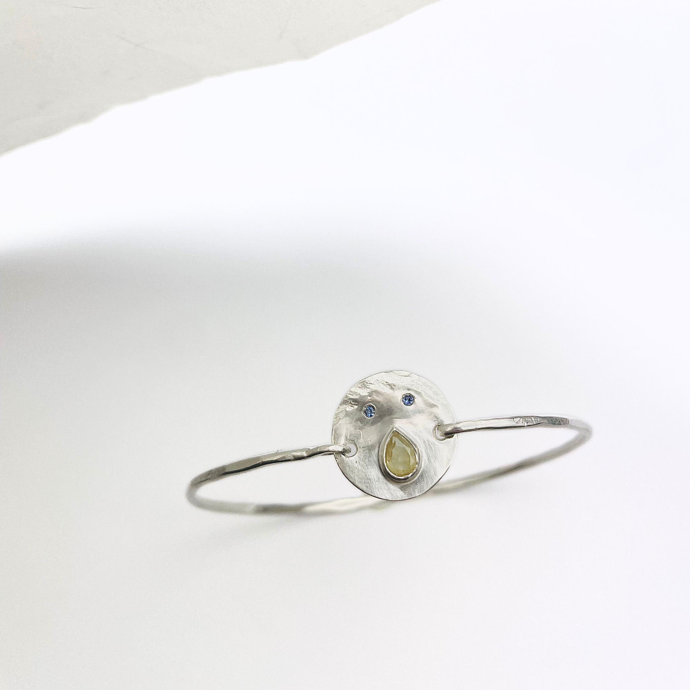 Jonc Tronche Paula - Argent et Saphir Jaune