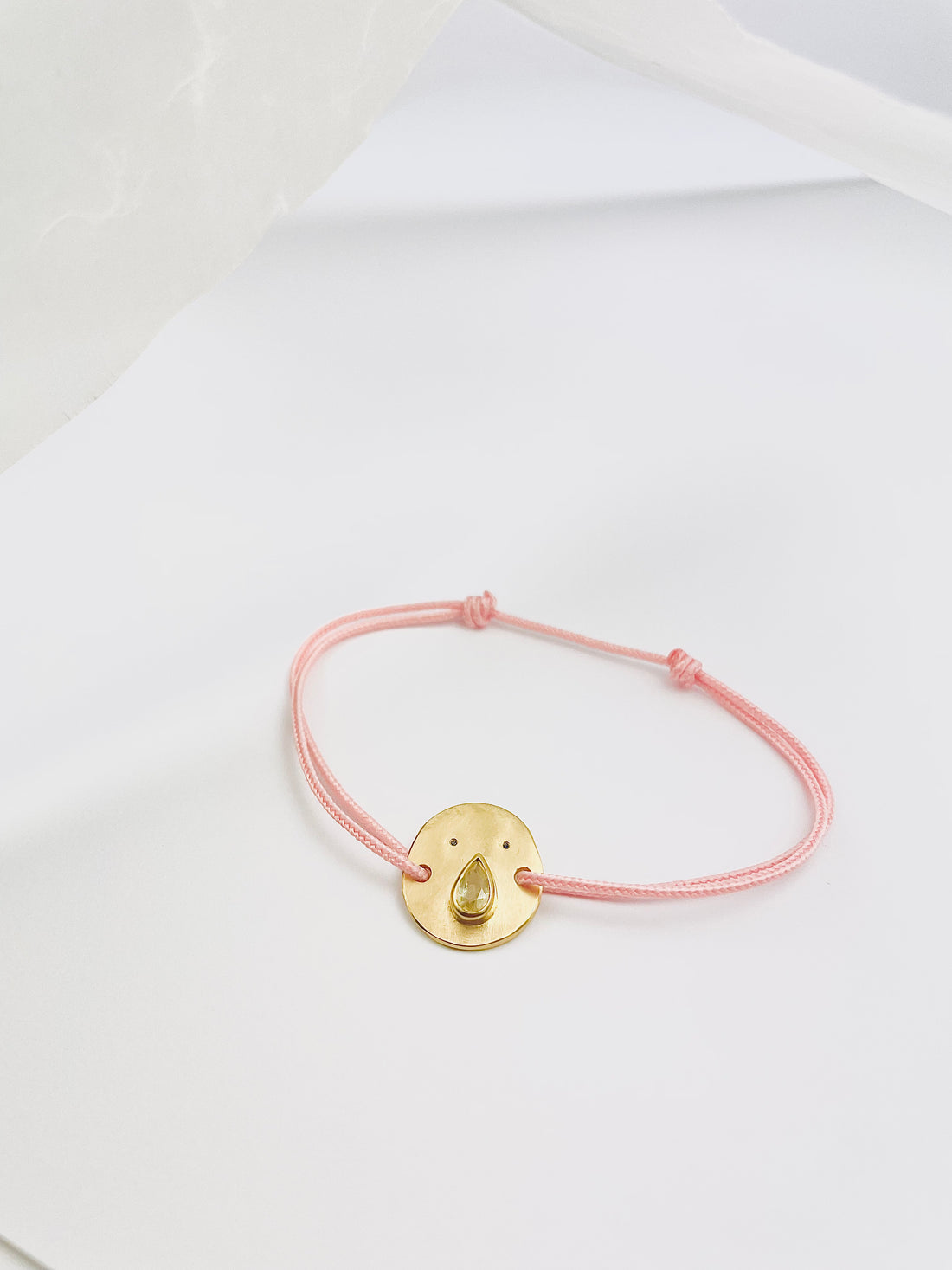 Bracelet Cordon Tronche Paula - Vermeil et Saphir Vert