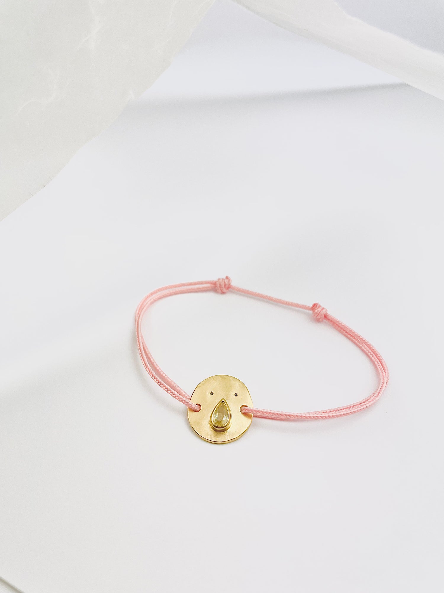 Bracelet Cordon Tronche Paula - Vermeil et Saphir Vert