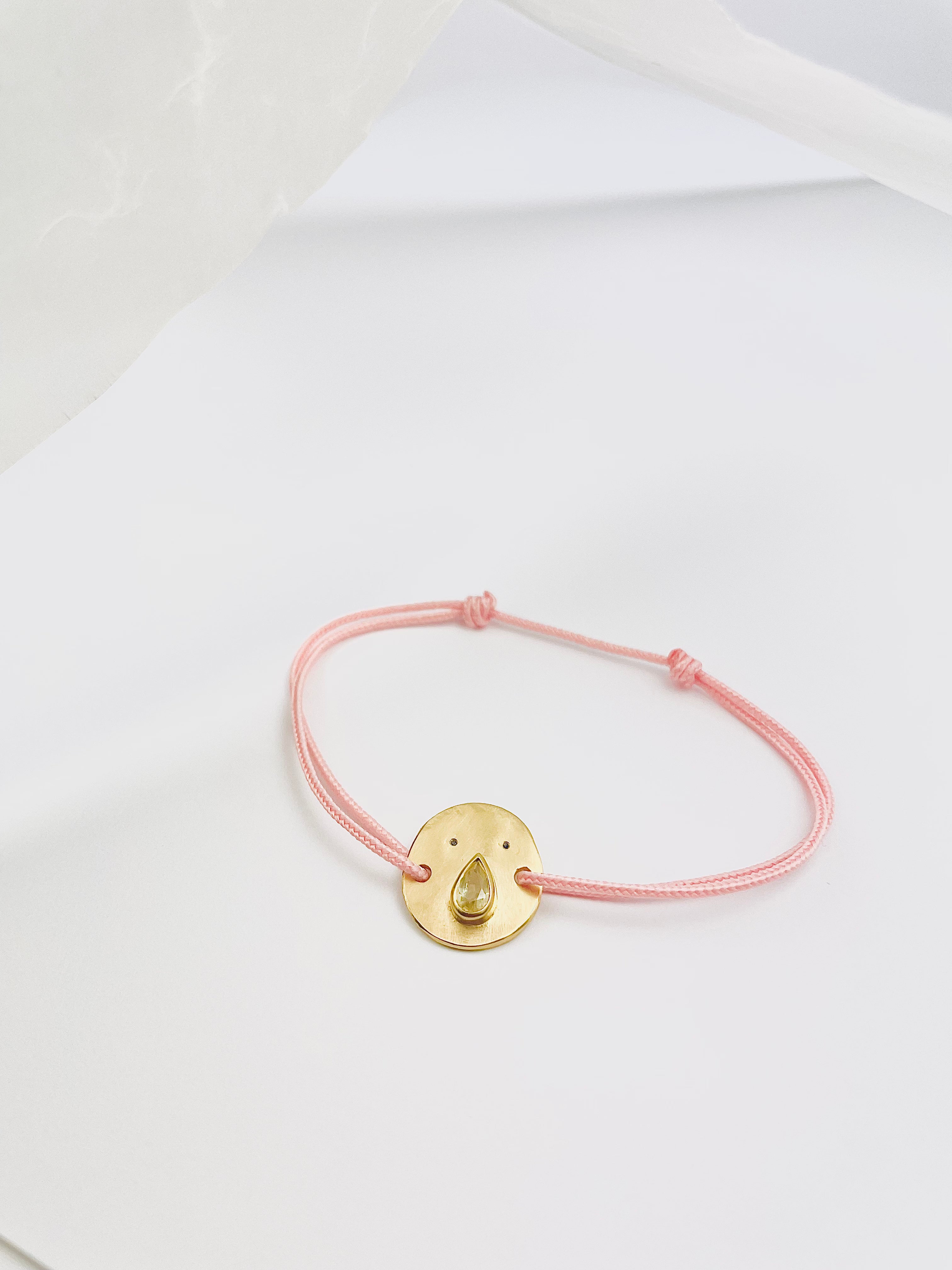 Bracelet Cordon Tronche Paula - Vermeil et Saphir Vert