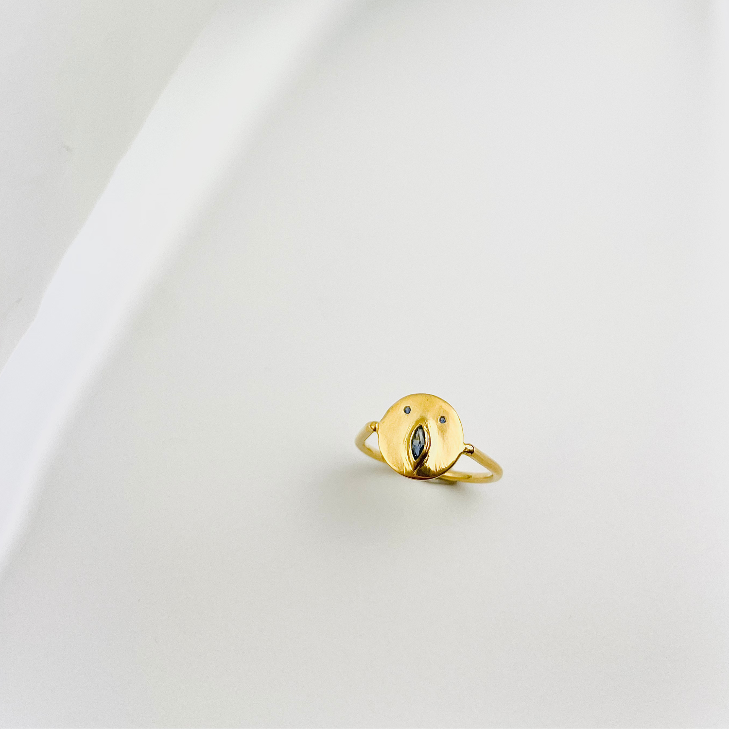 Mini Bague Tronche Louise - Vermeil &amp; Saphir Bleu