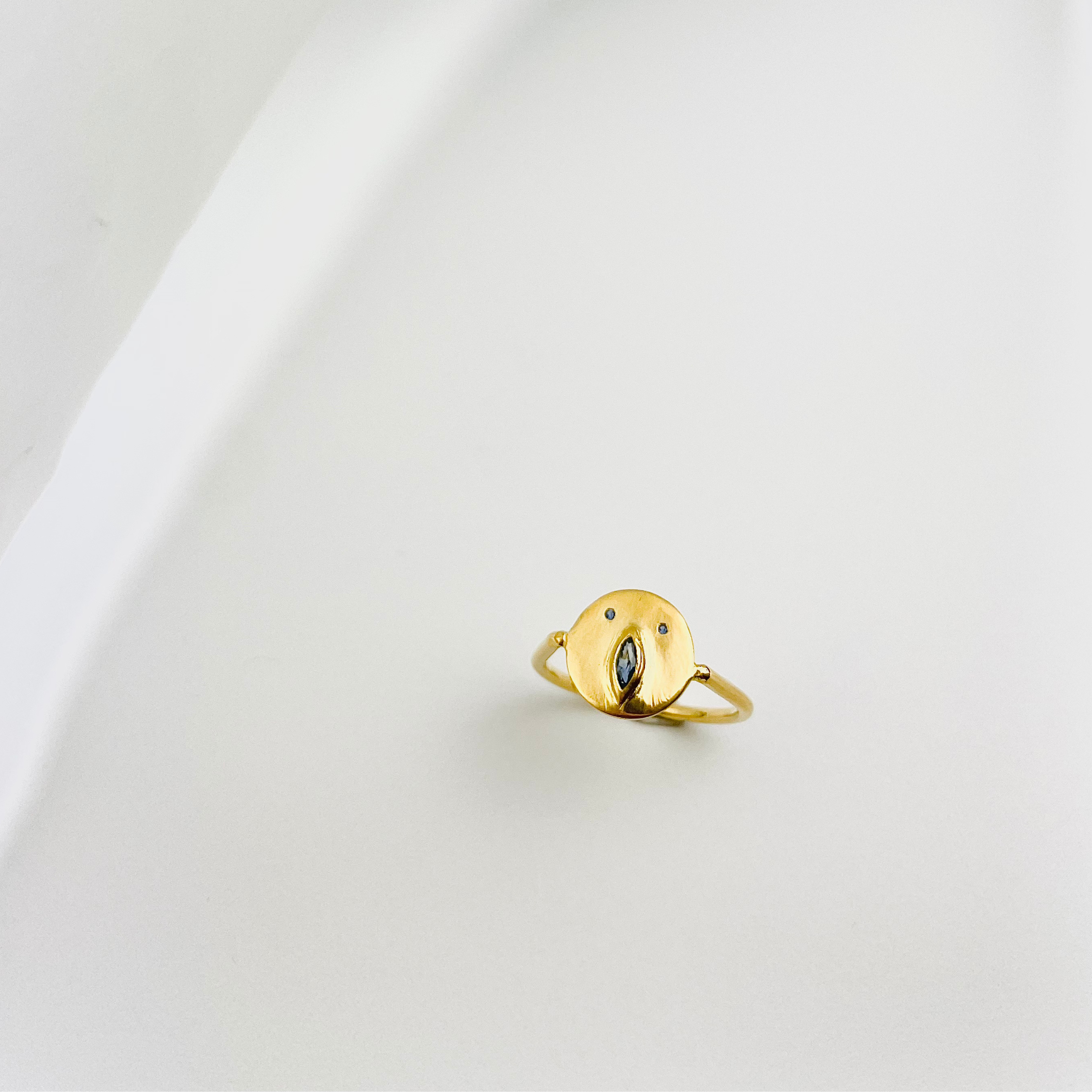 Mini Bague Tronche Louise - Vermeil &amp; Saphir Bleu