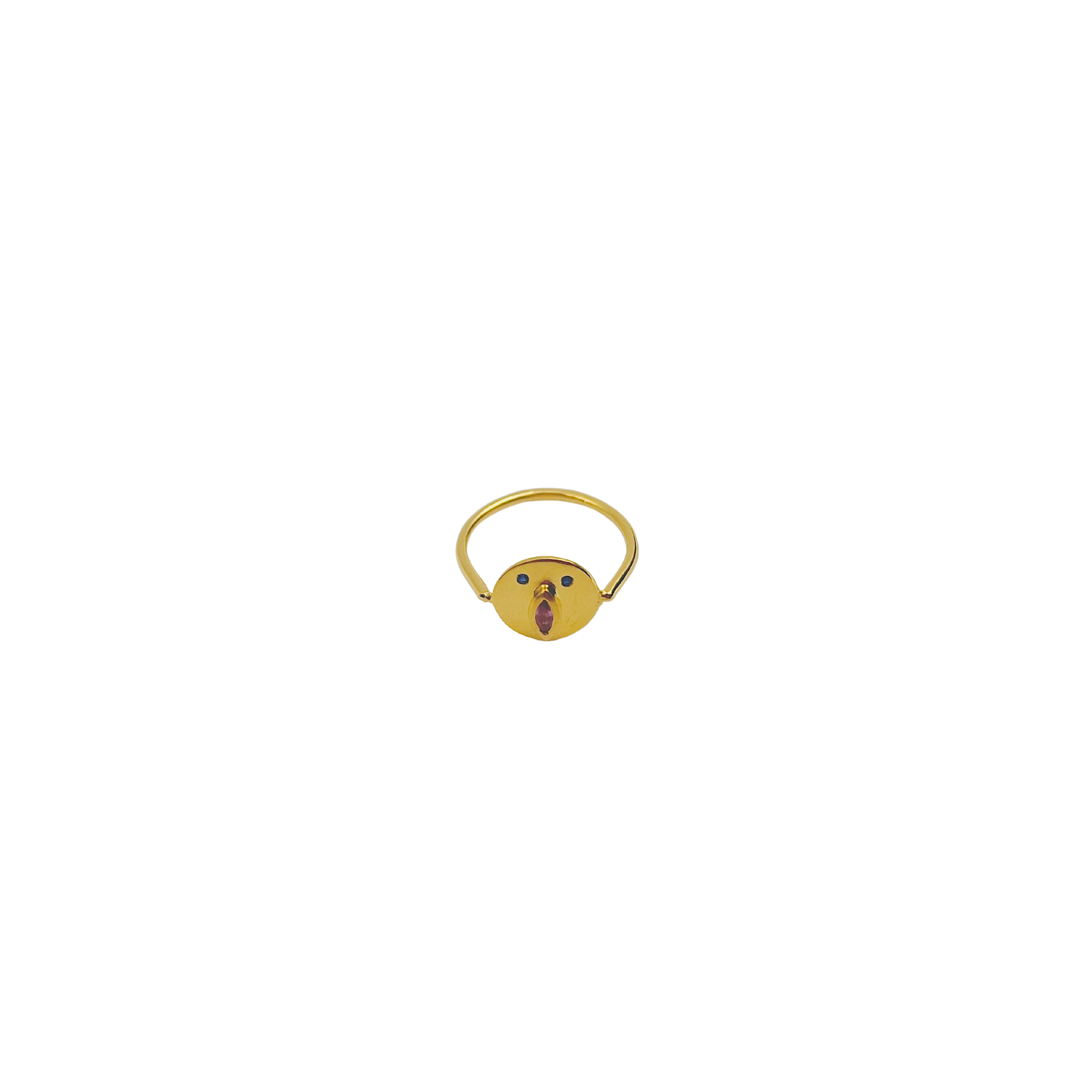 Mini Bague Tronche Louise - Vermeil &amp; Saphir Rose