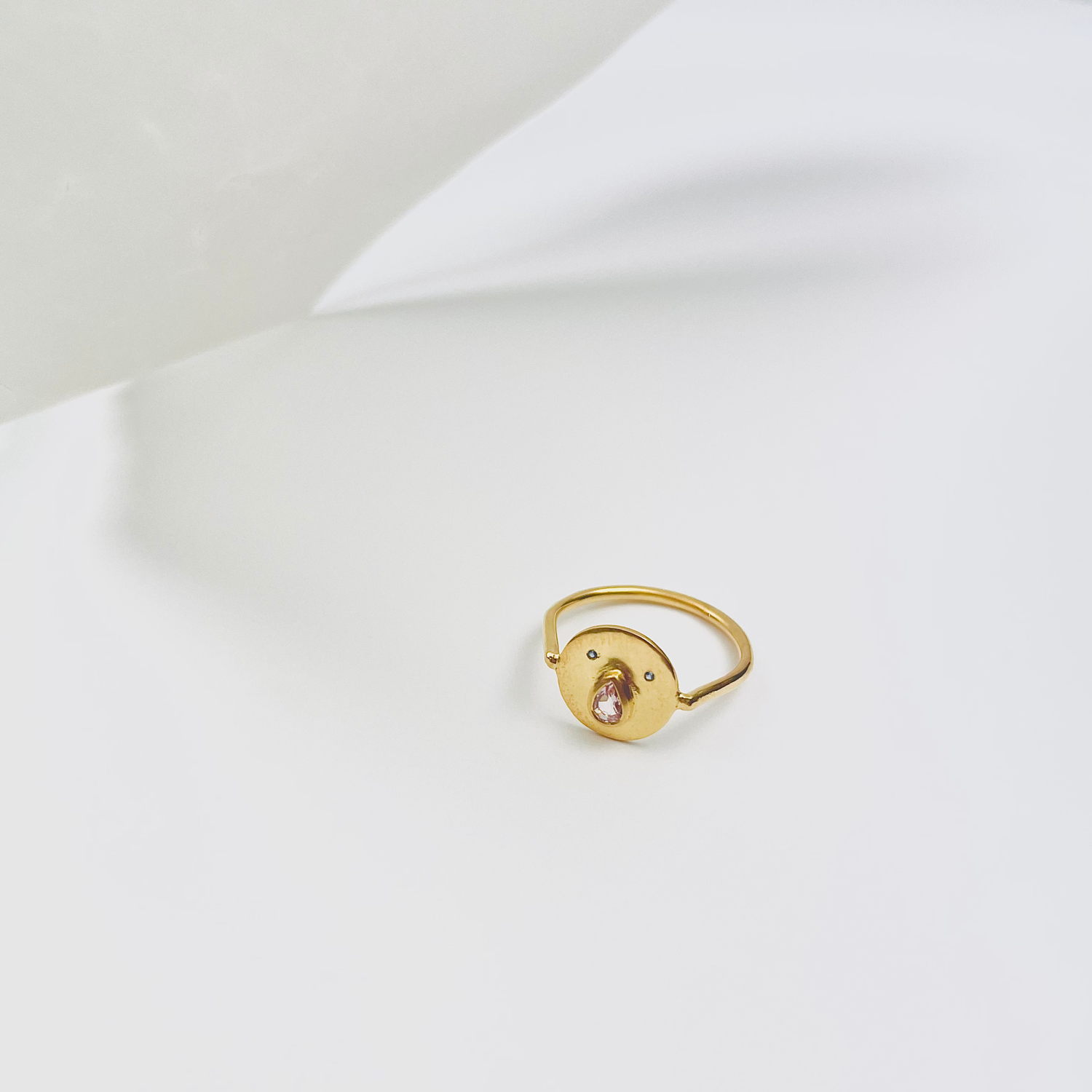 Mini Bague Tronche Paula - Vermeil &amp; Saphir Rose