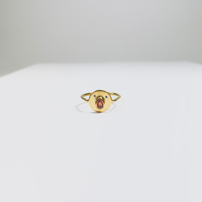 Mini Bague Tronche Paula - Vermeil &amp; Saphir Rouge