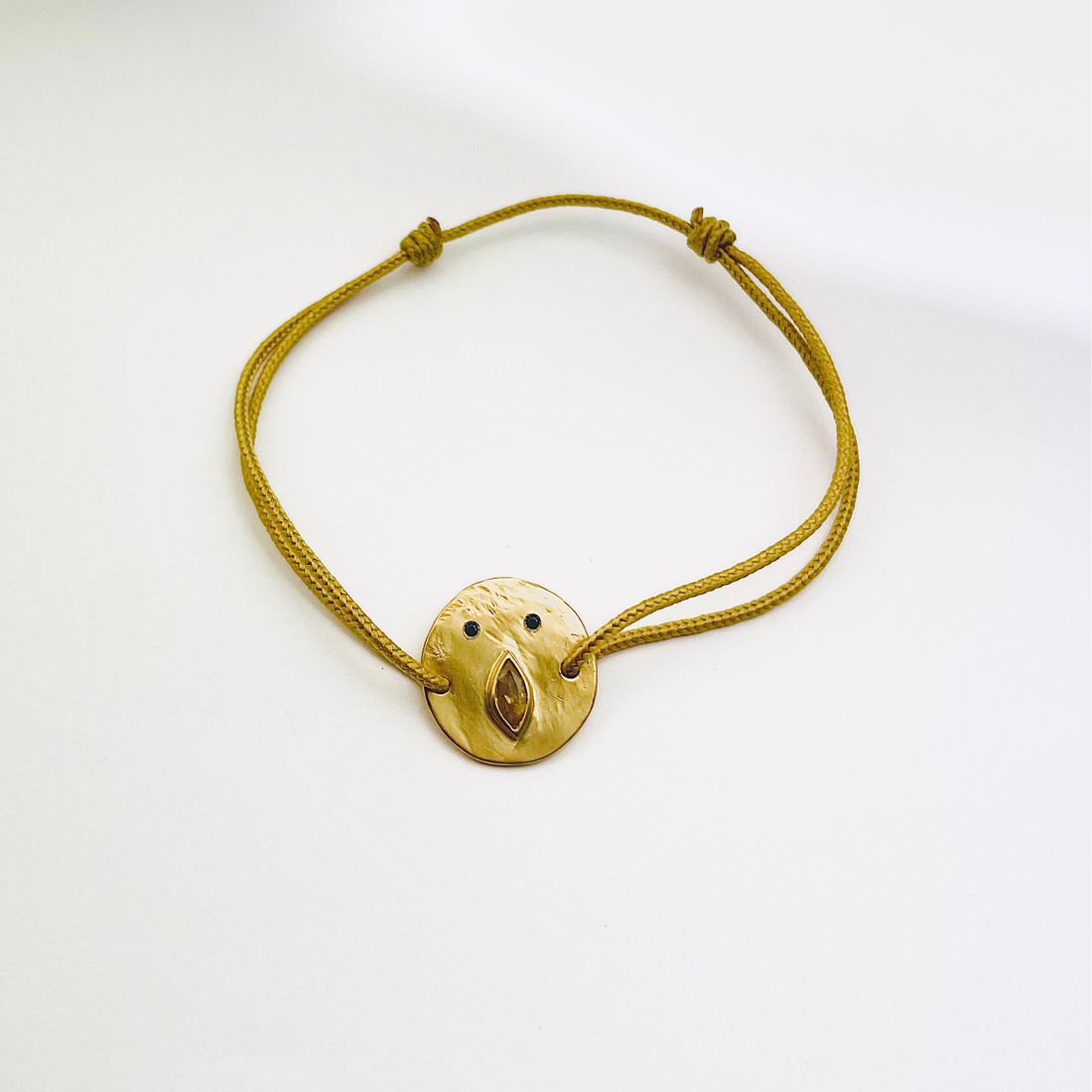 Bracelet Cordon Tronche Louise - Vermeil et Saphir Jaune Miel