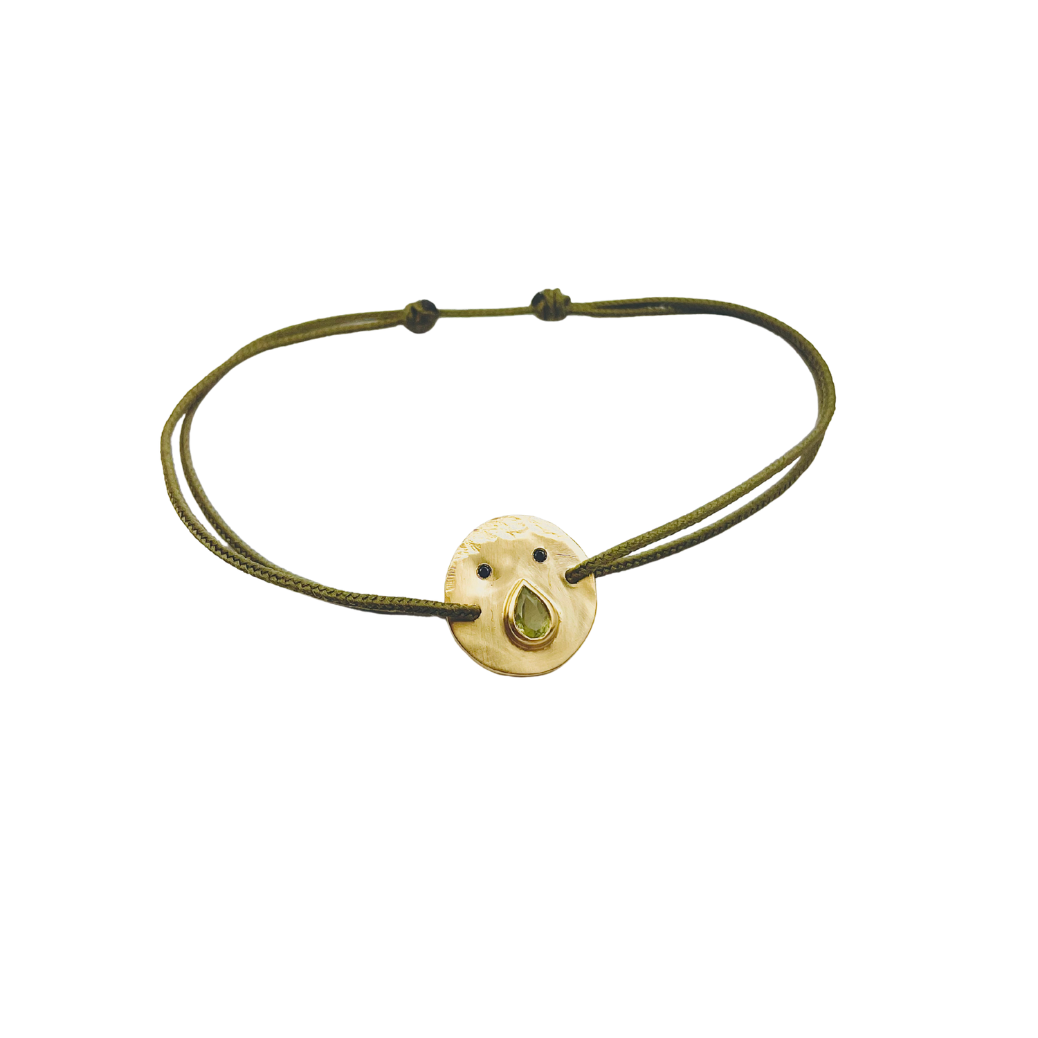 Bracelet Cordon Tronche Paula - Vermeil et Saphir Vert