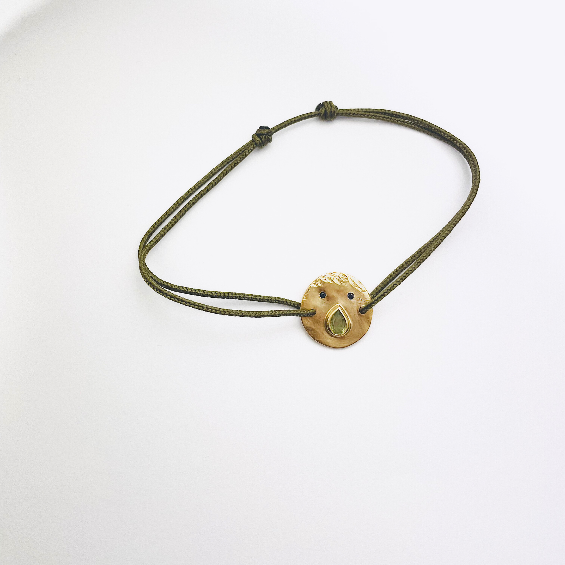 Bracelet Cordon Tronche Paula - Vermeil et Saphir Vert