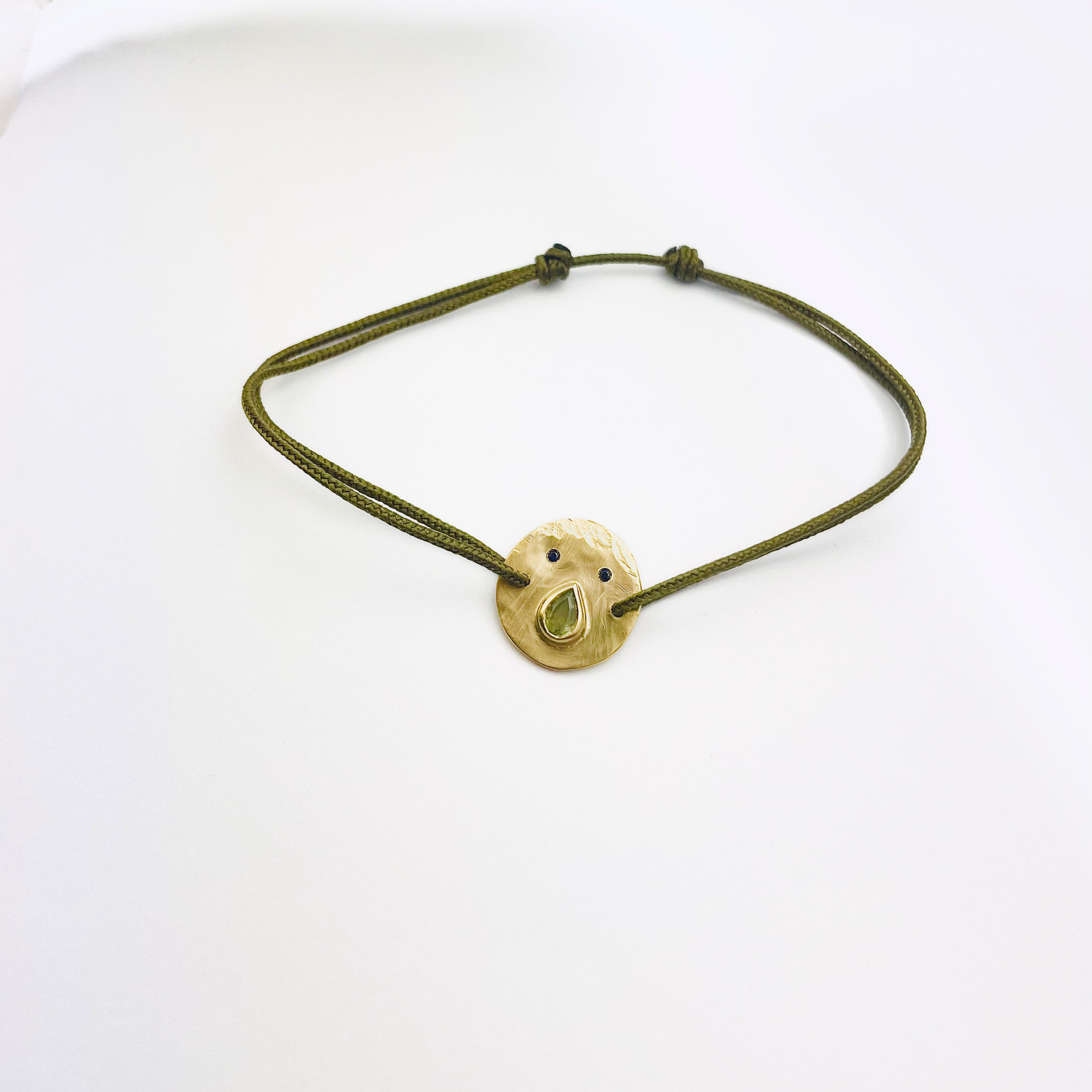 Bracelet Cordon Tronche Paula - Vermeil et Saphir Vert