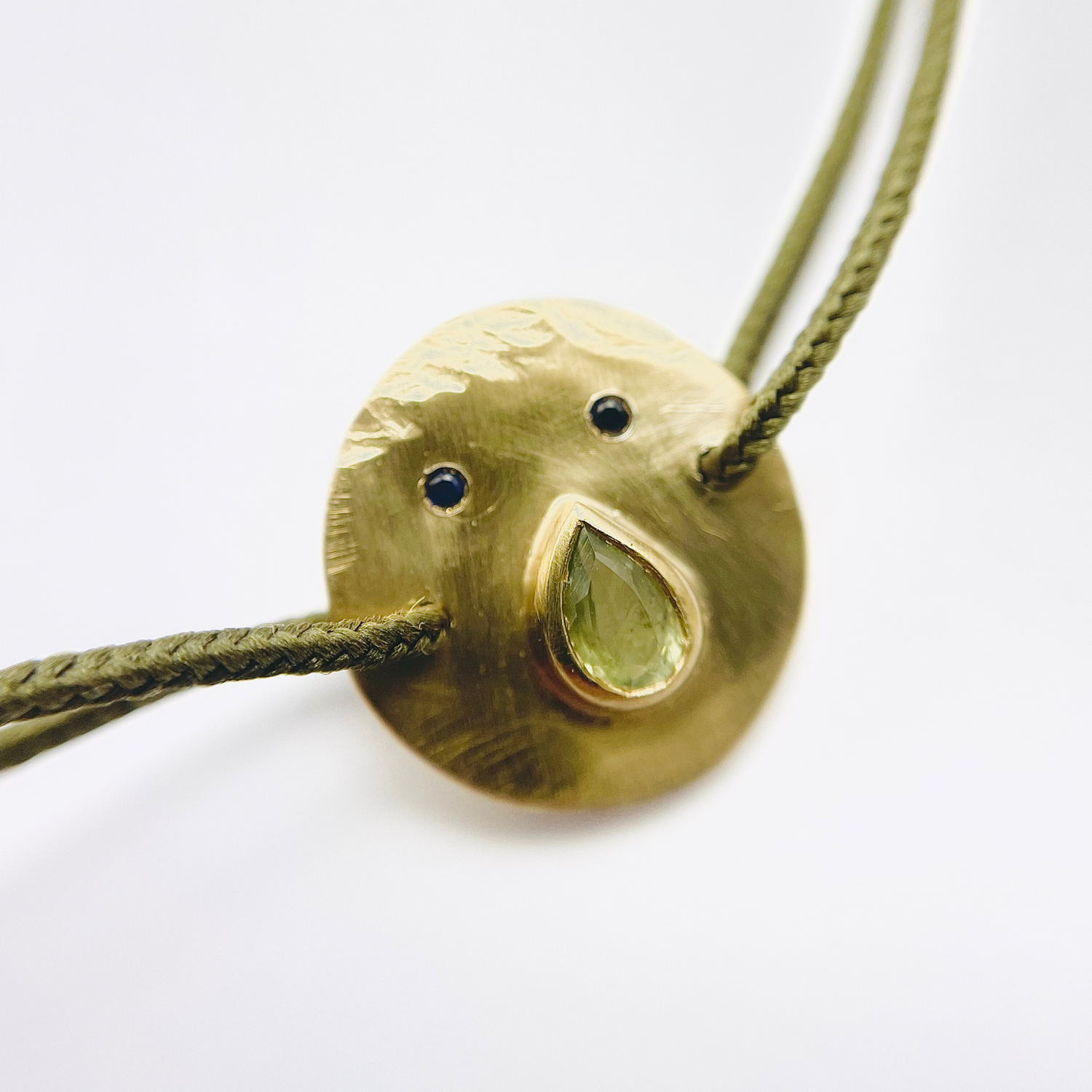 Bracelet Cordon Tronche Paula - Vermeil et Saphir Vert