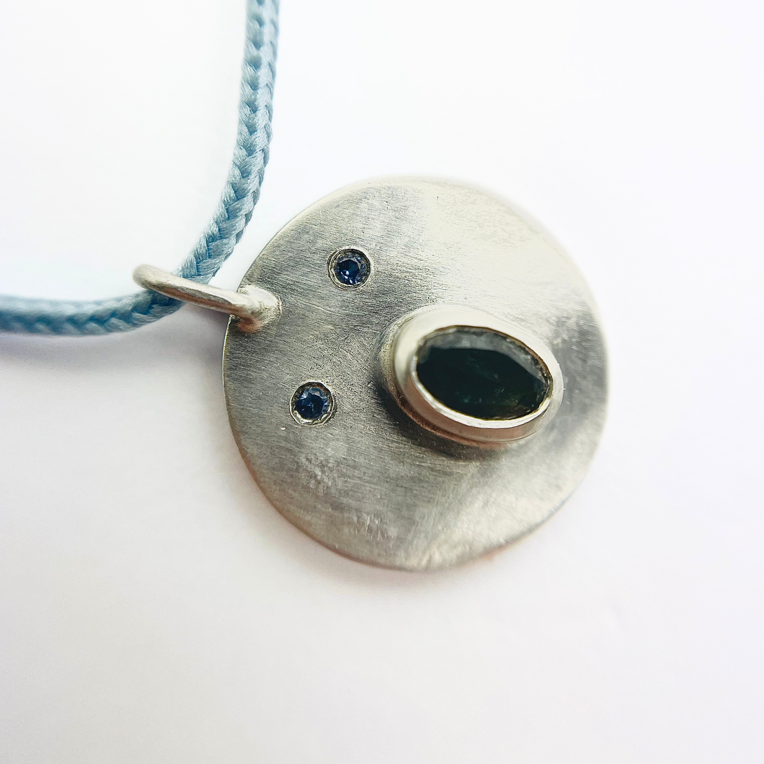 Collier Cordon Tronche Henri - Argent et Saphir Vert foncé