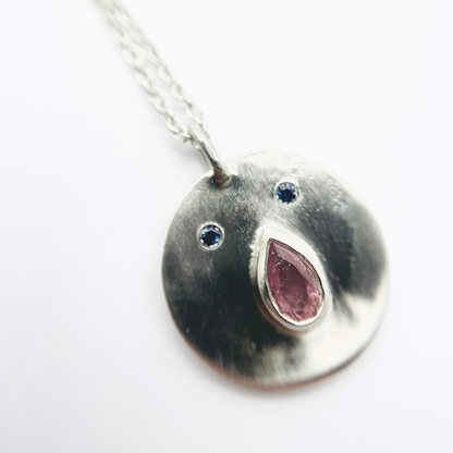 Collier Tronche Paula - Argent et Saphir Rose