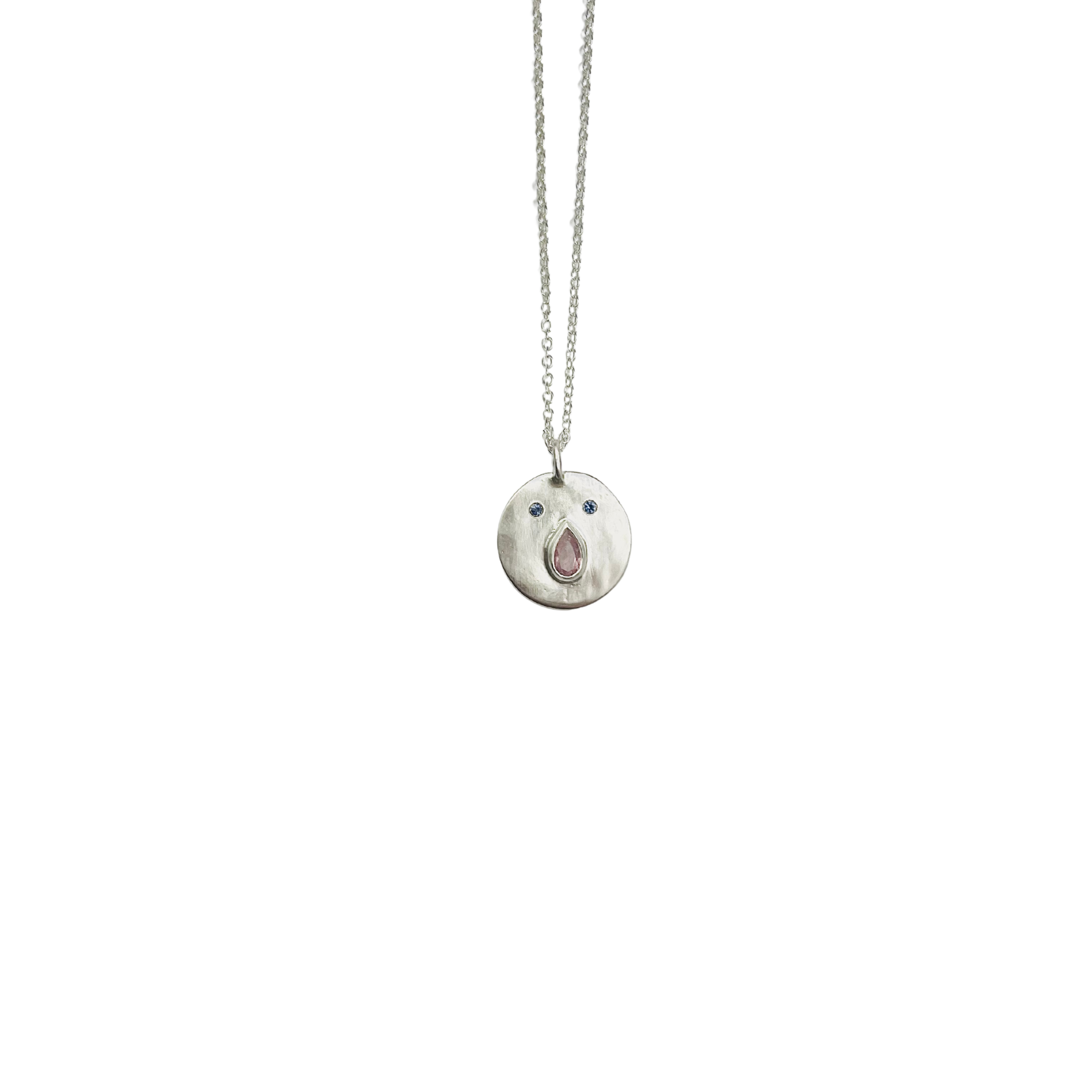 Collier Tronche Paula - Argent et Saphir Rose