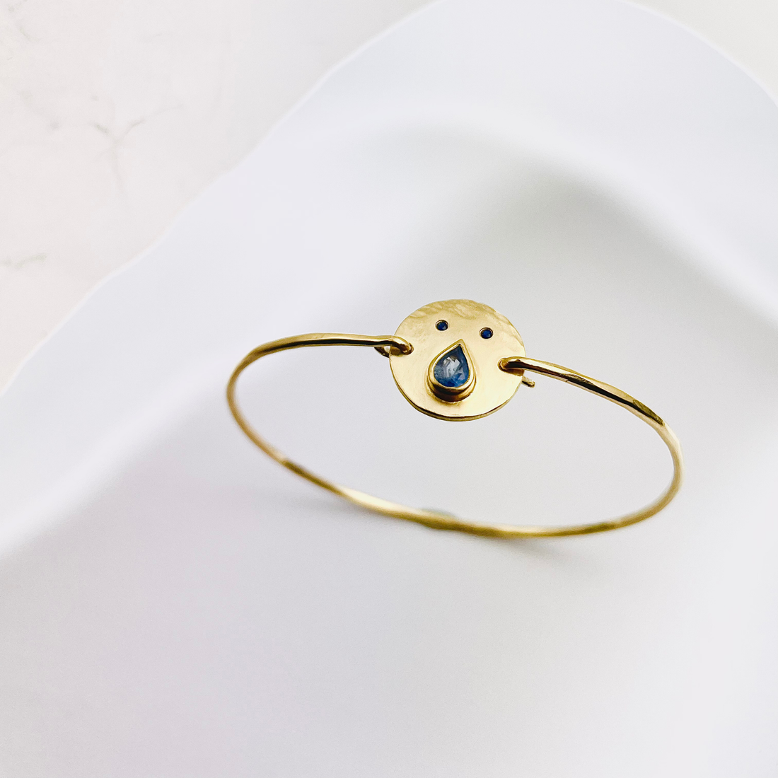 Jonc Tronche Paula - Vermeil et Saphir Bleus