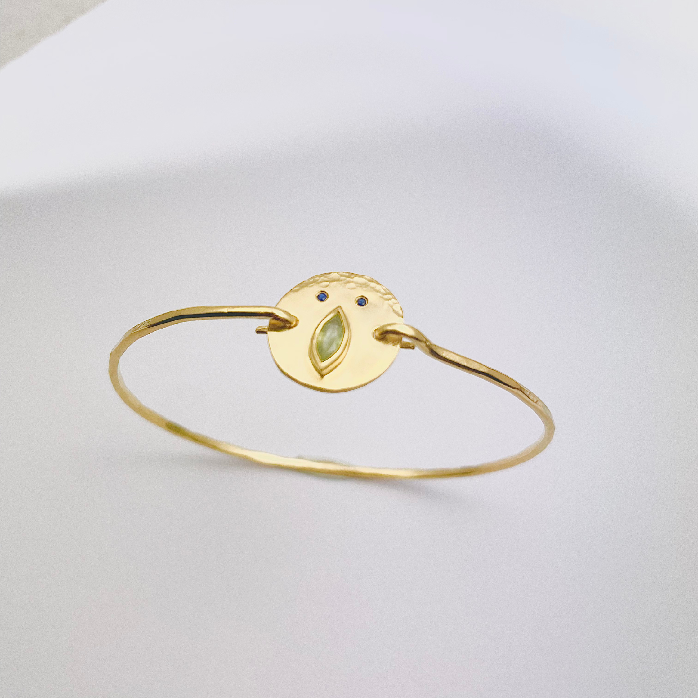 Jonc Tronche Louise - Vermeil et Saphir Vert