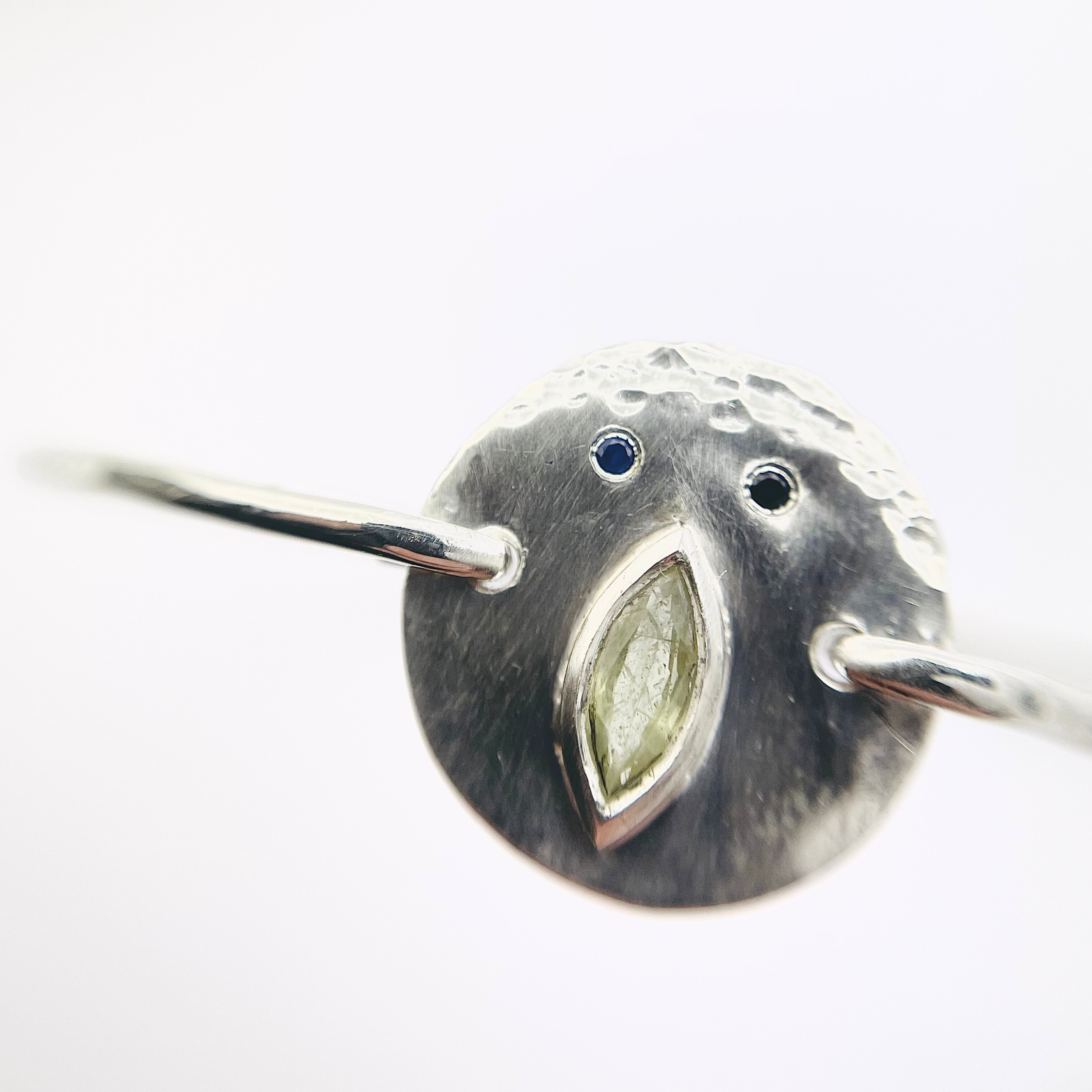 Jonc Tronche Louise - Argent et Saphir Jaune